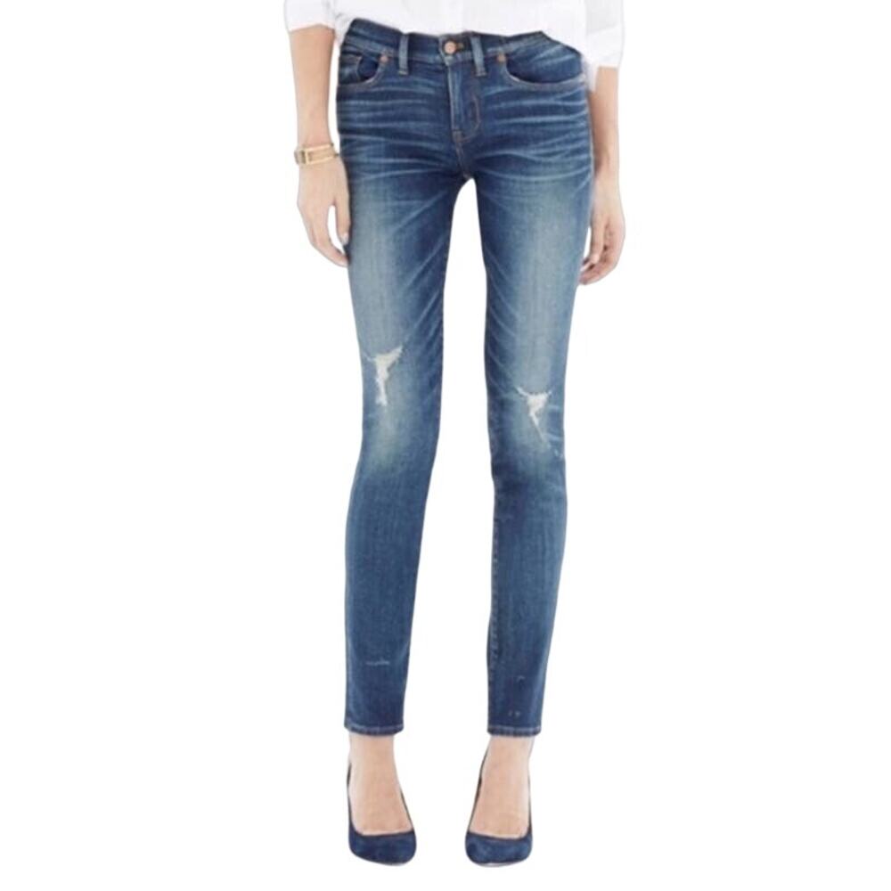 Madewell Skinny Skinny Distressed Jeans Size 24 Ripped Knee Belmont Wash Denim